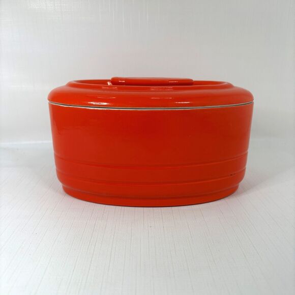 Hall Westinghouse Hercules Covered Dish Oval Orange Refrigerator 50s Vintage - Picture 1 of 10